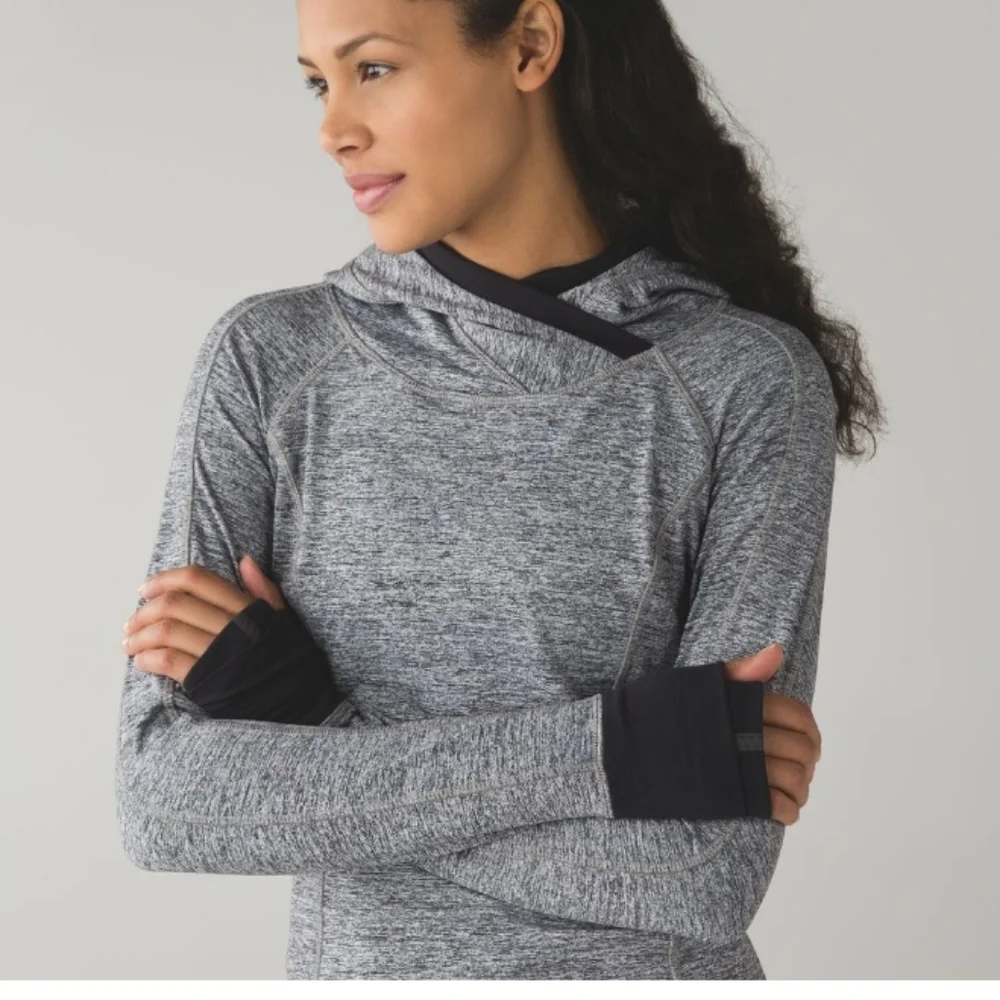 Lululemon Think Fast Hoodie Space Dye Camo Black Dark Slate / Black Size 4